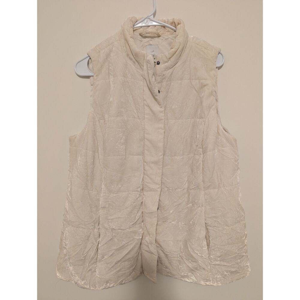 J.Jill Puffer Vest Cream Quilted  – Women’s Medium – Lightweight Neutral